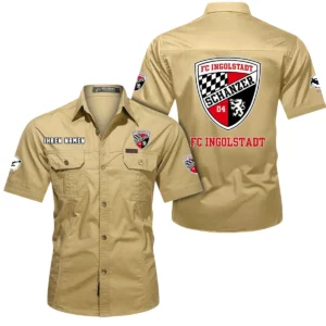 FC Ingolstadt Hemd mit kurzen Ärmeln, All-Over-Print Kurzarmhemd BDE10051325914 - Khaki