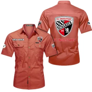 FC Ingolstadt Hemd mit kurzen Ärmeln, All-Over-Print Kurzarmhemd BDE10051325914 - Rot