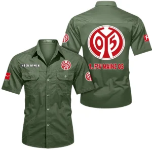 1. FSV Mainz 05 Hemd mit kurzen Ärmeln, All-Over-Print Kurzarmhemd BDE10051325915 - Olivgrün