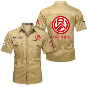 Rot-Weiss Essen Hemd mit kurzen Ärmeln, All-Over-Print Kurzarmhemd BDE10051325917 - Khaki