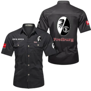 SC Freiburg Hemd mit kurzen Ärmeln, All-Over-Print Kurzarmhemd BDE10051325919 - Schwarz