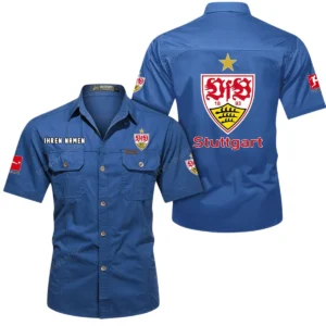 VfB Stuttgart Hemd mit kurzen Ärmeln, All-Over-Print Kurzarmhemd BDE10051325920 - Cowboyblau