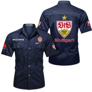 VfB Stuttgart Hemd mit kurzen Ärmeln, All-Over-Print Kurzarmhemd BDE10051325920 - Dunkelblau