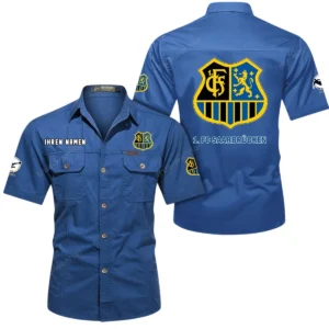 1. FC Saarbrucken Hemd mit kurzen Ärmeln, All-Over-Print Kurzarmhemd BDE10051325921 - Cowboyblau
