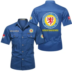 Eintracht Braunschweig Hemd mit kurzen Ärmeln, All-Over-Print Kurzarmhemd BDE10051325923 - Cowboyblau