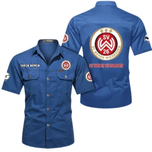 Wehen Wiesbaden Hemd mit kurzen Ärmeln, All-Over-Print Kurzarmhemd BDE10051325924 - Cowboyblau