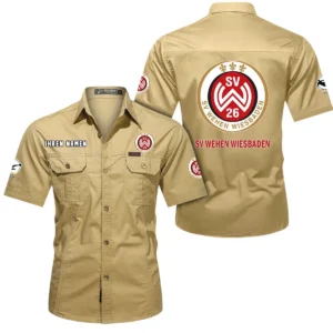 Wehen Wiesbaden Hemd mit kurzen Ärmeln, All-Over-Print Kurzarmhemd BDE10051325924 - Khaki