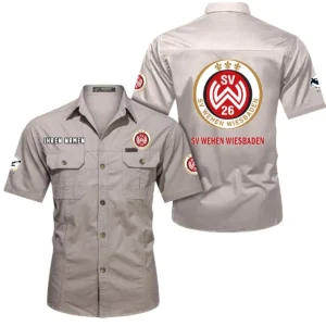 Wehen Wiesbaden Hemd mit kurzen Ärmeln, All-Over-Print Kurzarmhemd BDE10051325924 - Beige