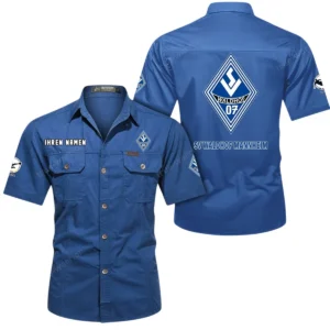 Waldhof Mannheim Hemd mit kurzen Ärmeln, All-Over-Print Kurzarmhemd BDE10051325925 - Cowboyblau
