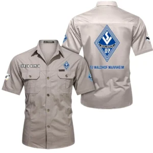 Waldhof Mannheim Hemd mit kurzen Ärmeln, All-Over-Print Kurzarmhemd BDE10051325925 - Beige