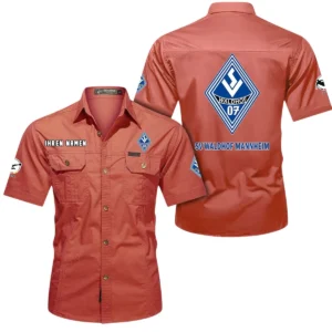 Waldhof Mannheim Hemd mit kurzen Ärmeln, All-Over-Print Kurzarmhemd BDE10051325925 - Rot