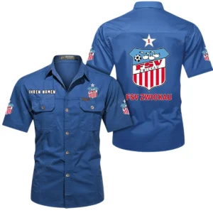 FSV Zwickau Hemd mit kurzen Ärmeln, All-Over-Print Kurzarmhemd BDE10051325926 - Cowboyblau