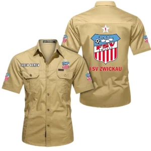 FSV Zwickau Hemd mit kurzen Ärmeln, All-Over-Print Kurzarmhemd BDE10051325926 - Khaki