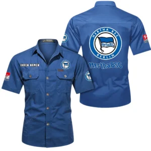Hertha BSC Hemd mit kurzen Ärmeln, All-Over-Print Kurzarmhemd BDE10051325927 - Cowboyblau