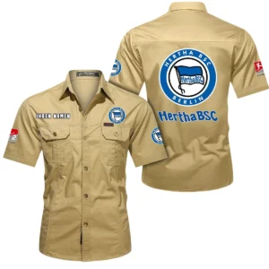 Hertha BSC Hemd mit kurzen Ärmeln, All-Over-Print Kurzarmhemd BDE10051325927 - Khaki