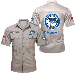 Hertha BSC Hemd mit kurzen Ärmeln, All-Over-Print Kurzarmhemd BDE10051325927 - Beige