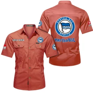 Hertha BSC Hemd mit kurzen Ärmeln, All-Over-Print Kurzarmhemd BDE10051325927 - Rot