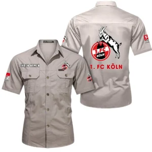 1. FC Koln Hemd mit kurzen Ärmeln, All-Over-Print Kurzarmhemd BDE10051325929 - Beige
