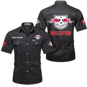 RB Leipzig Hemd mit kurzen Ärmeln, All-Over-Print Kurzarmhemd BDE10051325930 - Schwarz