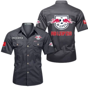 RB Leipzig Hemd mit kurzen Ärmeln, All-Over-Print Kurzarmhemd BDE10051325930 - Grau