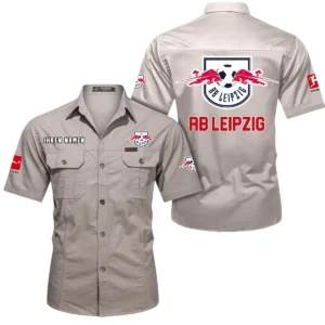 RB Leipzig Hemd mit kurzen Ärmeln, All-Over-Print Kurzarmhemd BDE10051325930 - Beige