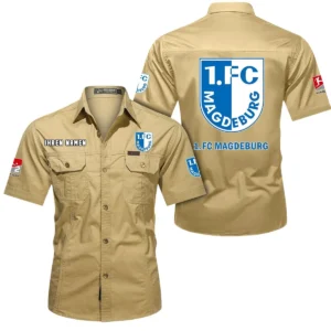 1. FC Magdeburg Hemd mit kurzen Ärmeln, All-Over-Print Kurzarmhemd BDE10051325934 - Khaki