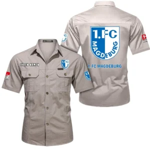 1. FC Magdeburg Hemd mit kurzen Ärmeln, All-Over-Print Kurzarmhemd BDE10051325934 - Beige
