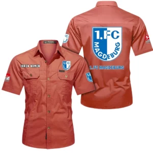 1. FC Magdeburg Hemd mit kurzen Ärmeln, All-Over-Print Kurzarmhemd BDE10051325934 - Rot