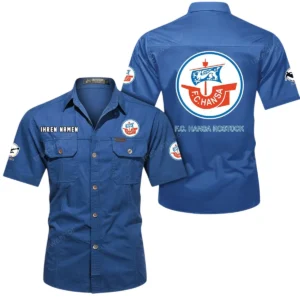 Hansa Rostock Hemd mit kurzen Ärmeln, All-Over-Print Kurzarmhemd BDE10051325939 - Cowboyblau