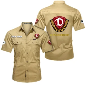 Dynamo Dresden Hemd mit kurzen Ärmeln, All-Over-Print Kurzarmhemd BDE10051325942 - Khaki