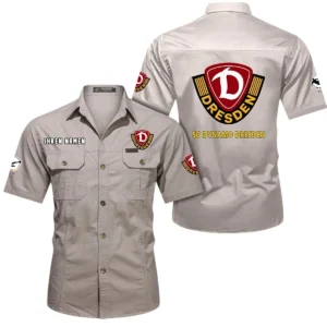 Dynamo Dresden Hemd mit kurzen Ärmeln, All-Over-Print Kurzarmhemd BDE10051325942 - Beige