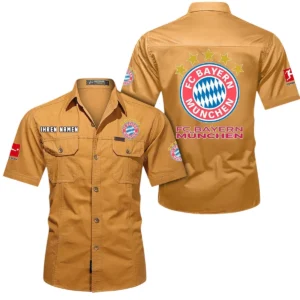 Bayern Munchen Hemd mit kurzen Ärmeln, All-Over-Print Kurzarmhemd BDE10051325943 - Gelb-Orange