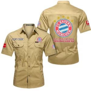 Bayern Munchen Hemd mit kurzen Ärmeln, All-Over-Print Kurzarmhemd BDE10051325943 - Khaki