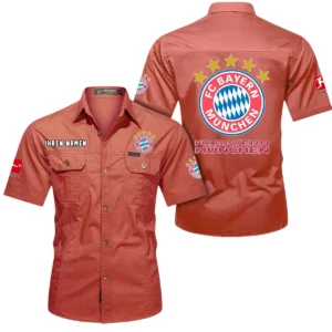 Bayern Munchen Hemd mit kurzen Ärmeln, All-Over-Print Kurzarmhemd BDE10051325943 - Rot