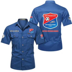 SpVgg Unterhaching Hemd mit kurzen Ärmeln, All-Over-Print Kurzarmhemd BDE10051325944 - Cowboyblau
