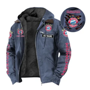 FC Bayern Munchen Hoodie mit Kapuze und Flanell BDE1805092501 - Marineblau