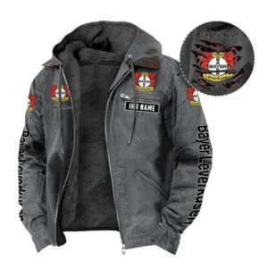 Bayer 04 Leverkusen Hoodie mit Kapuze und Flanell BDE1805092504 - Grau