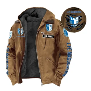 1. FC Magdeburg Hoodie mit Kapuze und Flanell BDE1805092512 - Kamel