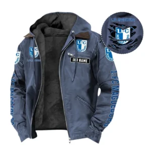 1. FC Magdeburg Hoodie mit Kapuze und Flanell BDE1805092512 - Marineblau