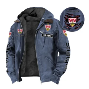 VfB Stuttgart Hoodie mit Kapuze und Flanell BDE1805092517 - Marineblau