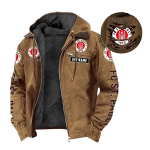 FC St. Pauli Hoodie mit Kapuze und Flanell BDE1805092518 - Kamel