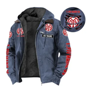 1. FSV Mainz 05 Hoodie mit Kapuze und Flanell BDE1805092521 - Marineblau