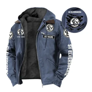 SV 07 Elversberg Hoodie mit Kapuze und Flanell BDE1805092536 - Marineblau