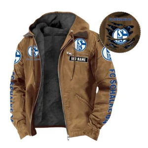 Schalke 04 Hoodie mit Kapuze und Flanell BDE1805092538 - Kamel