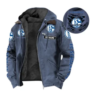 Schalke 04 Hoodie mit Kapuze und Flanell BDE1805092538 - Marineblau