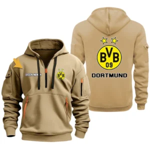 Borussia Dortmund Hoodie Reißverschluss, Kapuzenpullover mit Allover-Druck Borussia Dortmund BDE3304292521 - Khaki