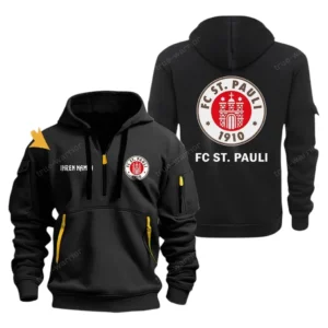 FC St. Pauli Hoodie Reißverschluss, Kapuzenpullover mit Allover-Druck FC St. Pauli BDE3304292523 - Schwarz