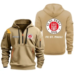 FC St. Pauli Hoodie Reißverschluss, Kapuzenpullover mit Allover-Druck FC St. Pauli BDE3304292523 - Khaki
