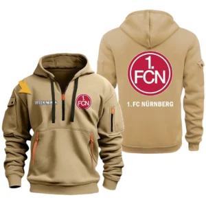 1. FC Nurnberg Hoodie Reißverschluss, Kapuzenpullover mit Allover-Druck 1. FC Nurnberg BDE3304292525 - Khaki