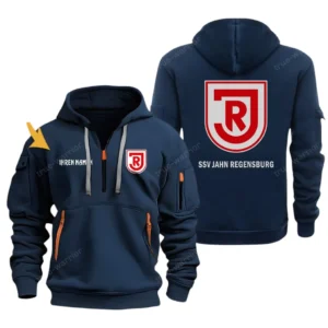Jahn Regensburg Hoodie Reißverschluss, Kapuzenpullover mit Allover-Druck Jahn Regensburg BDE3304292544 - Marineblau